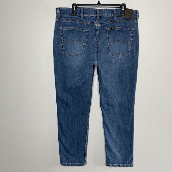 LEE Jeans Mens 28 x 30 Relaxed Fit Denim Cotton Blend Blue Straight Leg - Picture 4 of 9